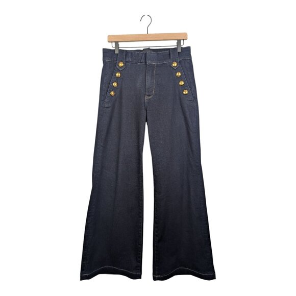 White House Black Market | High-Rise Mariner Wide-Leg Dark Wash Jeans | 10 - Picture 5 of 16